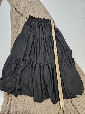 Women's Black Tiered Maxi Skirt with Smocked Waist
